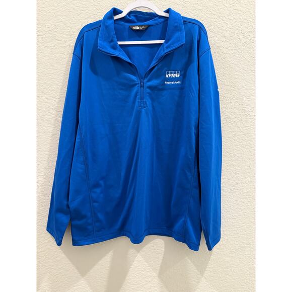 The North Face KPMG Federal Audit Blue 1/4 Zip Pullover Sweater Logo Men’s XXL - Picture 1 of 8